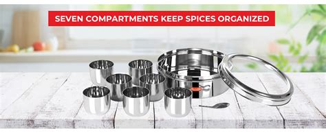 Buy Sumeet Stainless Steel Round Masala (Spice) BoxOrganiser with See ...