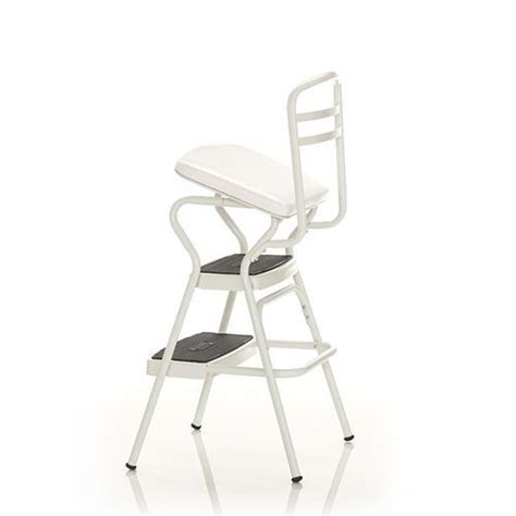 Buy White Retro Flip Up Step Stool Chair Counter Height Kitchen Office ...