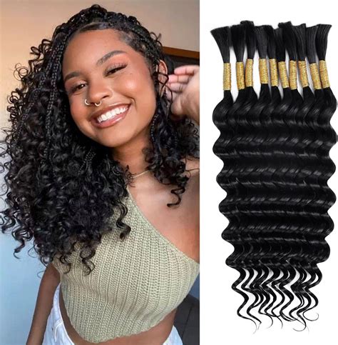 Amazon.com : Human Braiding Hair 12A Deep Water Wave Bulk Human Hair ...