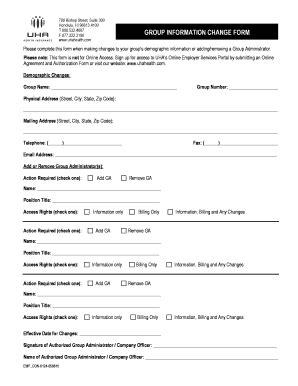 Fillable Online Group Information Change Form - UHA Fax Email Print ...