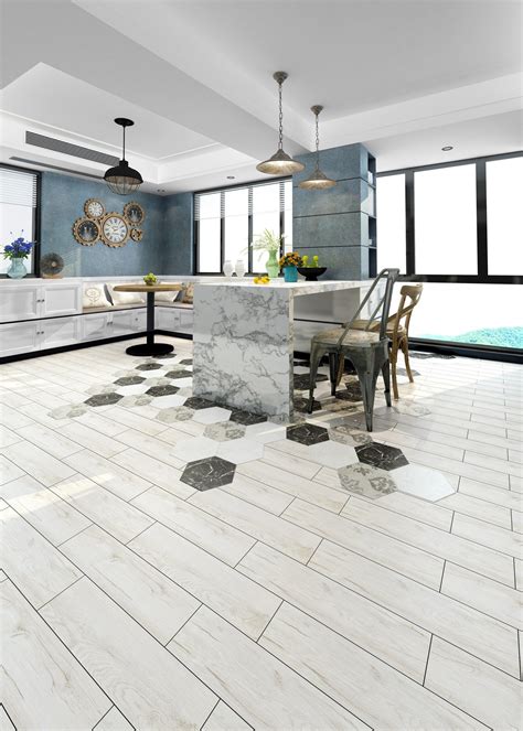White Color Wood Ceramic Timber Floor Tile in Beautiful Design for ...