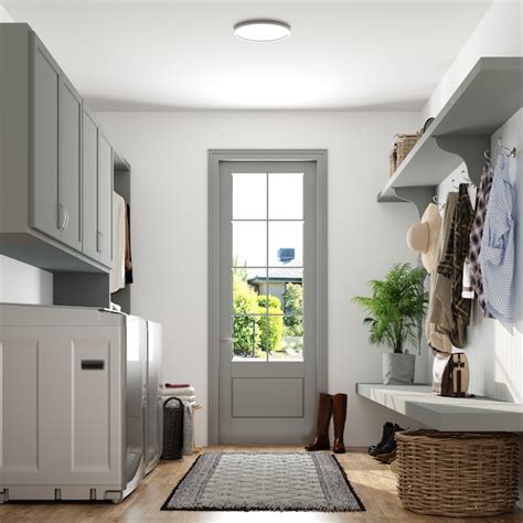 Project Source 1-Light 14-in Brushed Nickel LED Flush Mount Light (2 ...