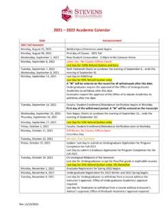 2021 - 2022 Academic Calendar - Stevens Institute of ... / 2021-2022 ...