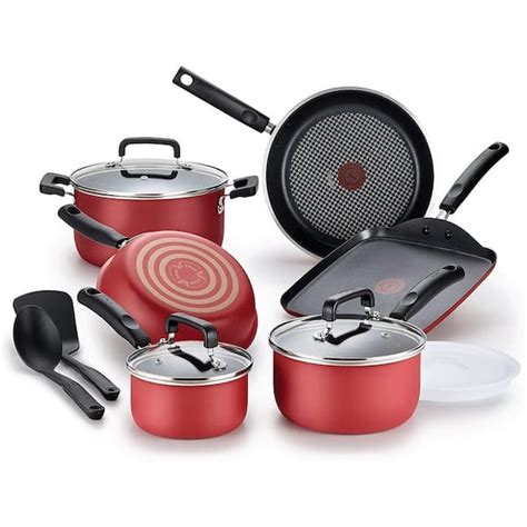 T-fal 12-Piece Nonstick Titanium Cookware Set with Lids in Red B062SC64 ...