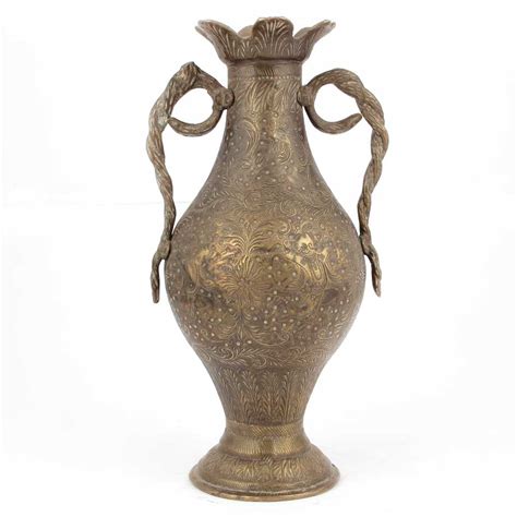 Brass Cobra Vases with Snake Handles