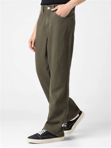Men's Khaki Loose Baggy Fit Washed Jeans Non-Stretchable – Urbano Fashion