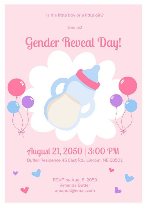 Free Gender Reveal Invitation Templates, Editable and Printable