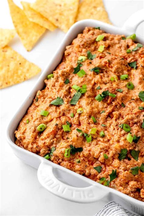 Easy Taco Dip Recipe with Ground Beef - Haute & Healthy Living