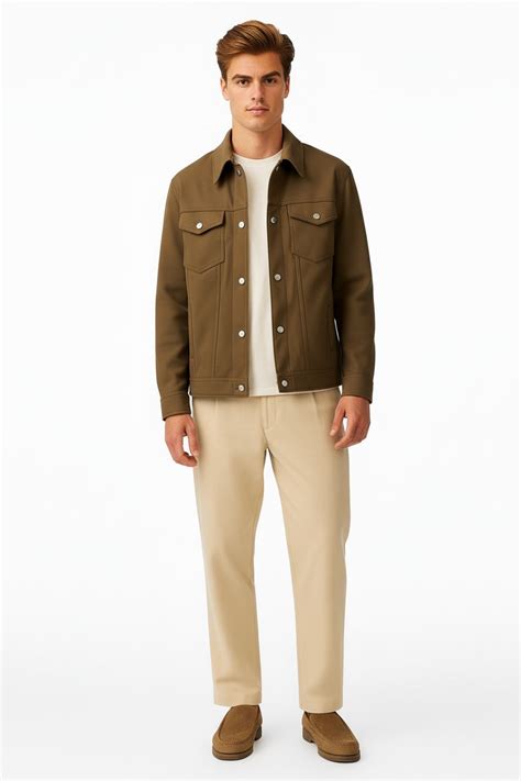 Men Suede Woven Jacket
