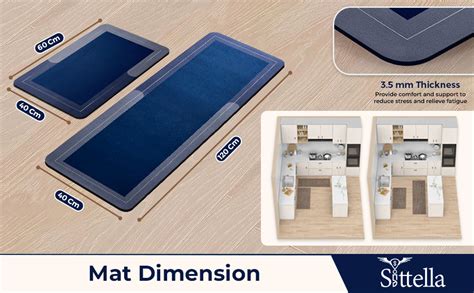 Buy SITTELLA Rubber Kitchen Mats Set of 2, Anti-Skid Kitchen Mats ...