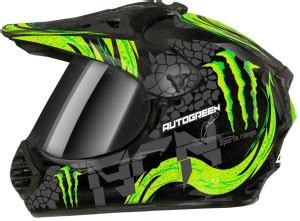 FOROLY Auto Green X-7 Monster ABS Material with Rainbow visor Motorbike ...