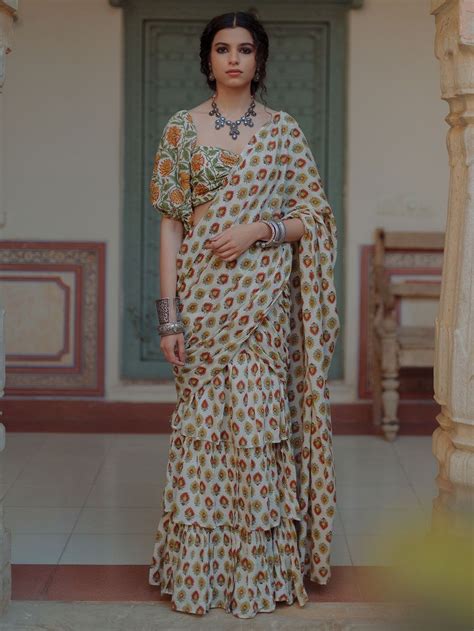 Pista Green Printed Silk Blend Embroidered Suit with Zari Organza ...