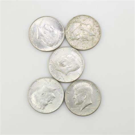 5 Kennedy Silver-clad Half Dollars | Property Room