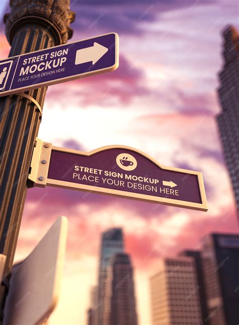 Premium PSD | Low angle street sign mockup
