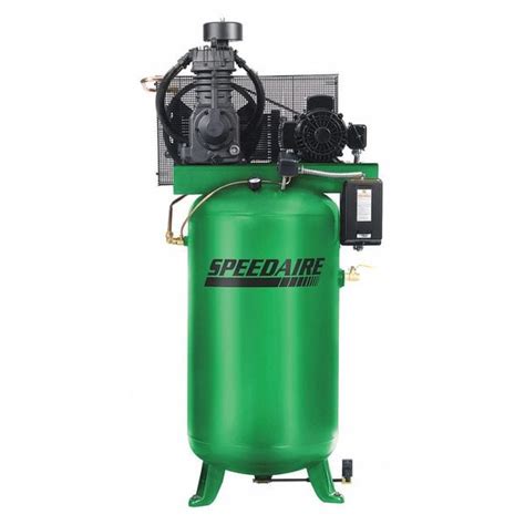 Speedaire Elec. Air Compressor, 2 Stage, 5HP, 16.6CFM, Tank Size: 80 ...