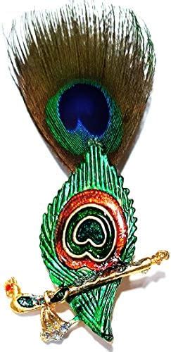 Shri Ram Creations Metal Green Mor Pankh Bansuri Brooch - Pack of 10 ...