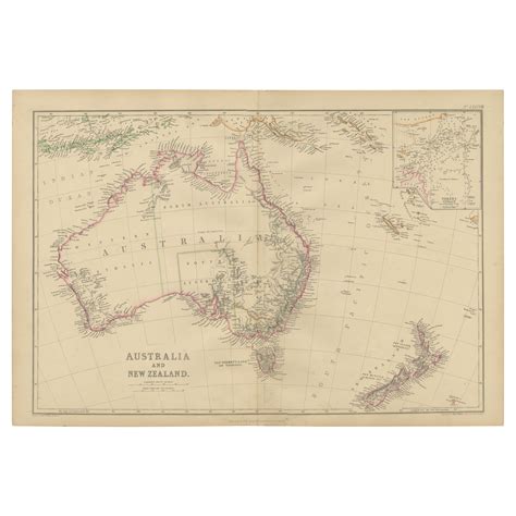 Old Map of the Oceans Around Australia, Indonesia and New Zealand, 1880 For Sale at 1stDibs ...