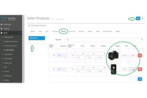 Opencart - MultiVendor Product Option Image, SKU & UPC