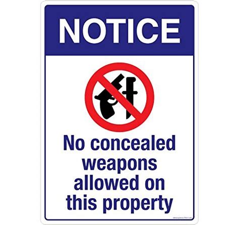 NOTICE: No Concealed Weapons, (PS615-A3AL-05), Material: Aluminium ...