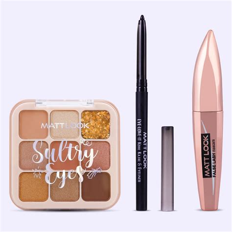 Mattlook Sultry Eyeshadow Palette, Eyeline and False Lash Mascara Comb ...