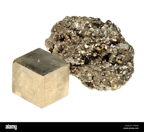 Iron Pyrite (iron sulphide: FeS2) or 'Fool's Gold'. Naturally-occurring ...