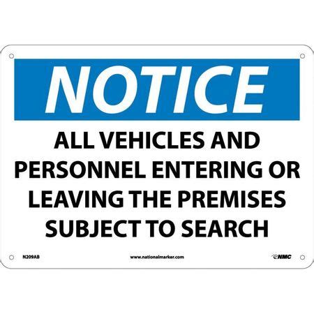 Nmc Notice Subject To Search Sign, N209AB N209AB | Zoro