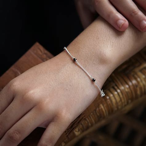 Silver Spinel Minimalist Mangalsutra Bracelet by House of Aadyaa