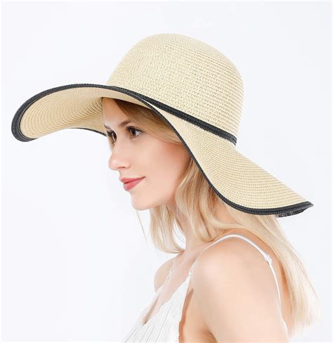 Lanzom Women Lady Wide Brim Straw Hat Big Floppy Foldable Roll up Large ...