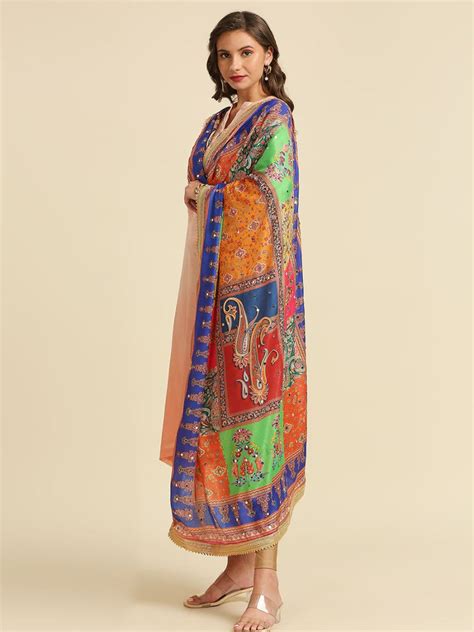 Multicolour Digitally Printed Pakistani Mirror Work Dupatta – Dupatta ...
