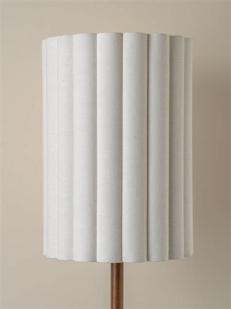 Folia - walnut wood and scalloped natural linen floor lamp