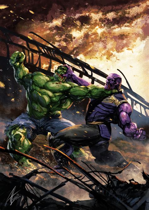 ArtStation - Hulk vs Thanos
