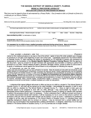 Fillable Online gwhs osceola k12 fl THE SCHOOL DI STRI CT OF OSCEOLA ...