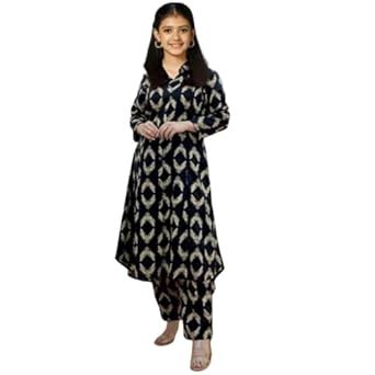 Buy Jay Varudi Creation Girls Cotton Blend Straight Printed Kurta with ...