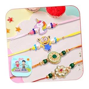 CraftVatika Rakhi Set for Brother and Kids, Rakhi Set of 4, Kids rakhi ...