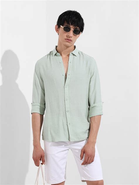 Men's Blue Regular Fit Casual Solid Shirt – TIGC