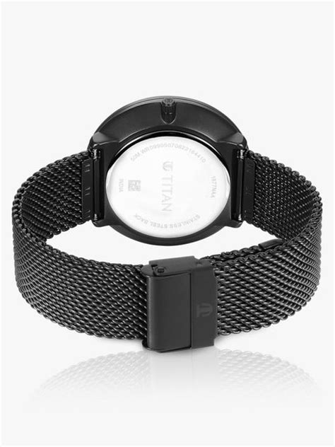 Titan Titan Slim Multifunction Black Dial Black Stainless Steel Strap ...
