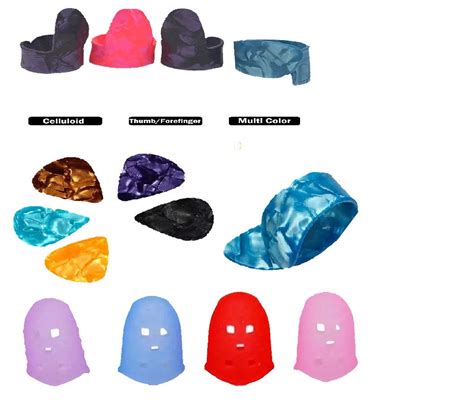HRB MUSICALS® Celluloid Guitar 4 Finger Picks with 1 Thumb Pick and 4 ...