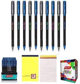 Rorito Jazy Blue Writings Ball Pens Pack of 50 Pens With a FIRST CLICK ...