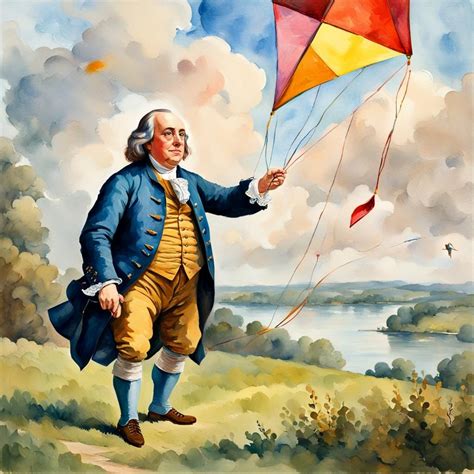 benjamin franklin flying a kite - AI Generated Artwork - NightCafe Creator