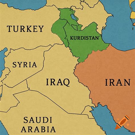 Map of the Middle East showing Turkey, Syria, Iraq, Iran, Saudi Arabia, and a highlighted region ...