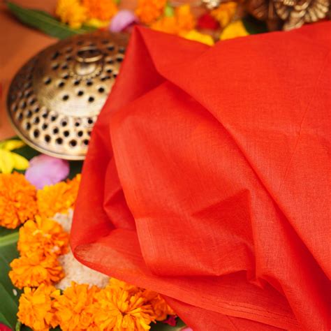 Red Pooja Vastra, Aasan | Red Fabric for Puja Rituals, 1.25 Metre ...