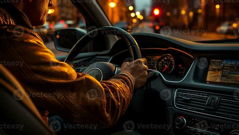 Close-up of a man driving a car in the city AI Generated 27679600 Stock ...