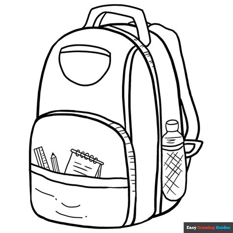 Backpack Coloring Page | Easy Drawing Guides