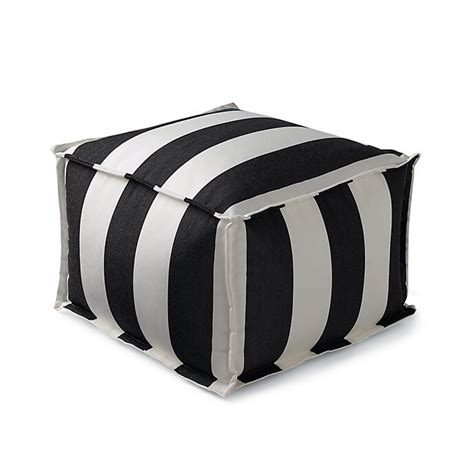 Resort Stripe Black Outdoor Pouf | Frontgate