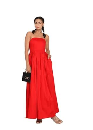 Buy KAORI BY SHREYA Red Tube Summer Holiday wear Dress | Solid Bust ...