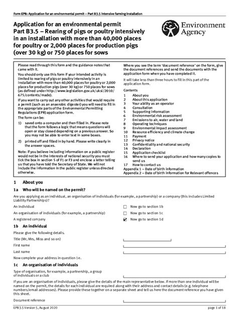 Fillable Online Application for Environmental Permit - Intensive ...