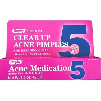 RUGBYLABORATORIES Rugby Acne Medication - Benzoyl Peroxide Gel USP 5% ...