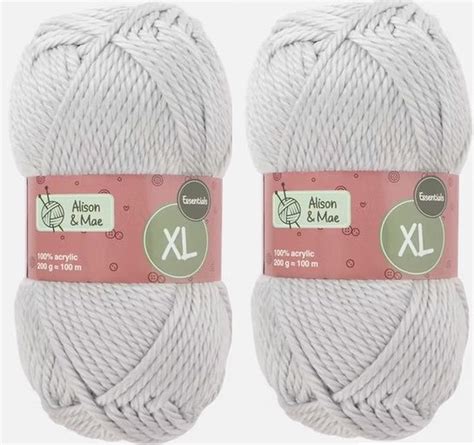 Alison & Mae Breigaren | Grijs | 2 Bollen | 9 - 10 mm dik | 100% Acryl | 2 x 100m | 2... | bol