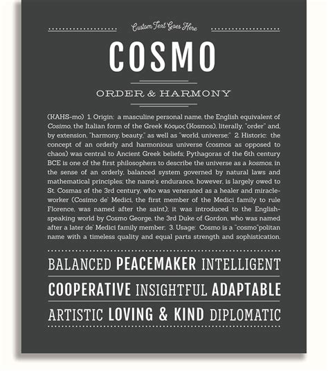 Cosmo Personalized Name Meaning Art Prints – Name Stories