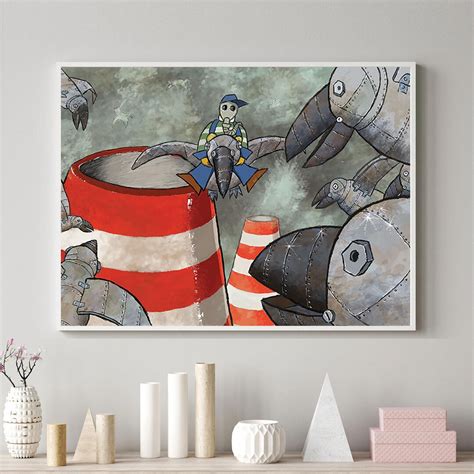 Industrial Fantasy Wall Art | Steampunk Adventure With Birds ...